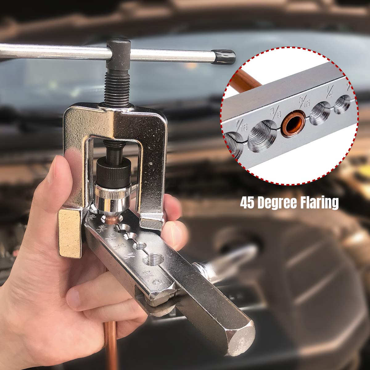 Thorstone Single Flaring Tool & Swaging Tool Kit for HVAC, Tubing, Copper Pipe Flaring with Tubing Cutter and Ratchet Wrench, 45 Degrees, Blue