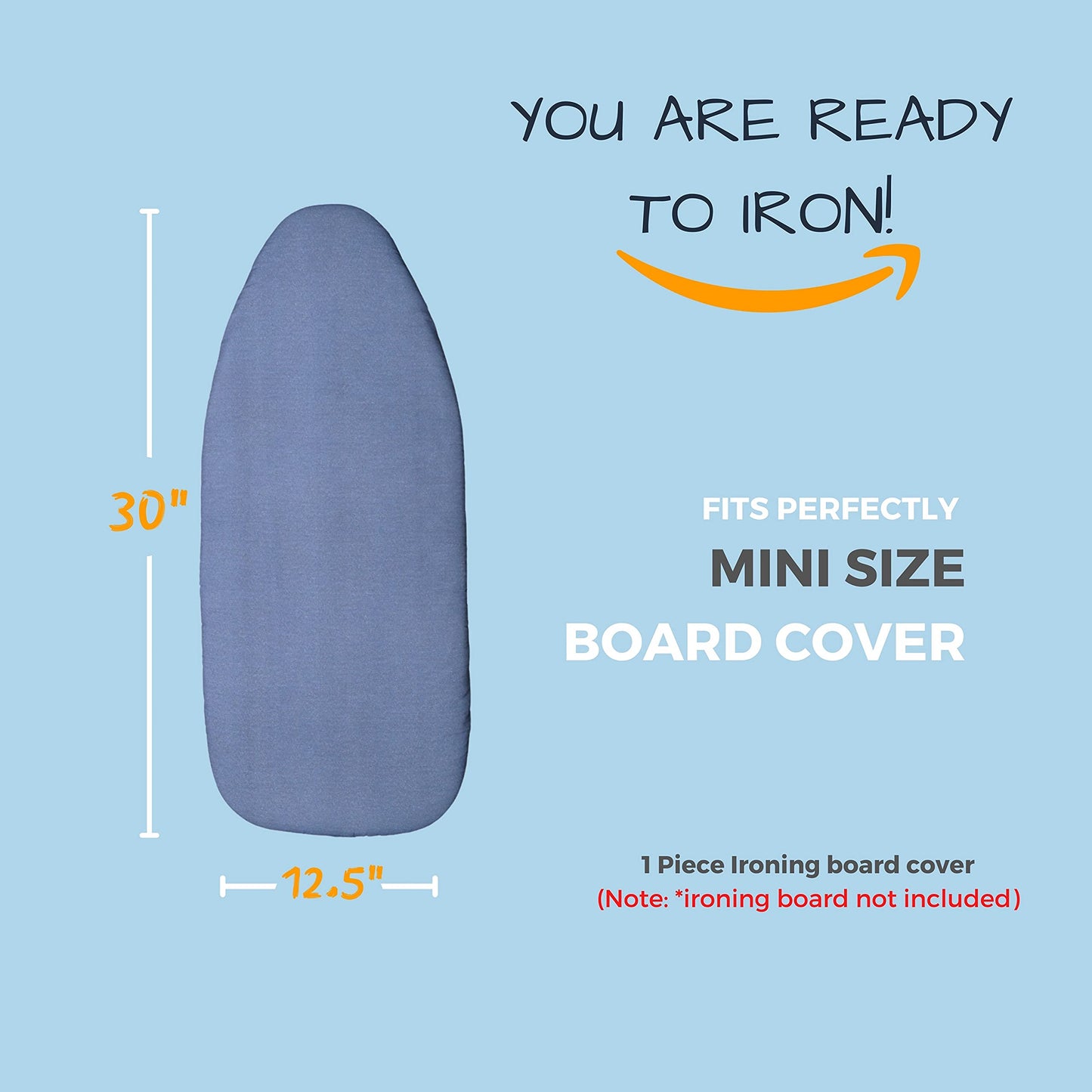 12.5 X 30 inch Smart Table top Ironing Board Cover and Pad with Standard Size, Fits Small, Mini Board, Easy Placement, Extra Thick Padding, Elastic Cord, Heat Resistance (12.5" X 30", Blue)