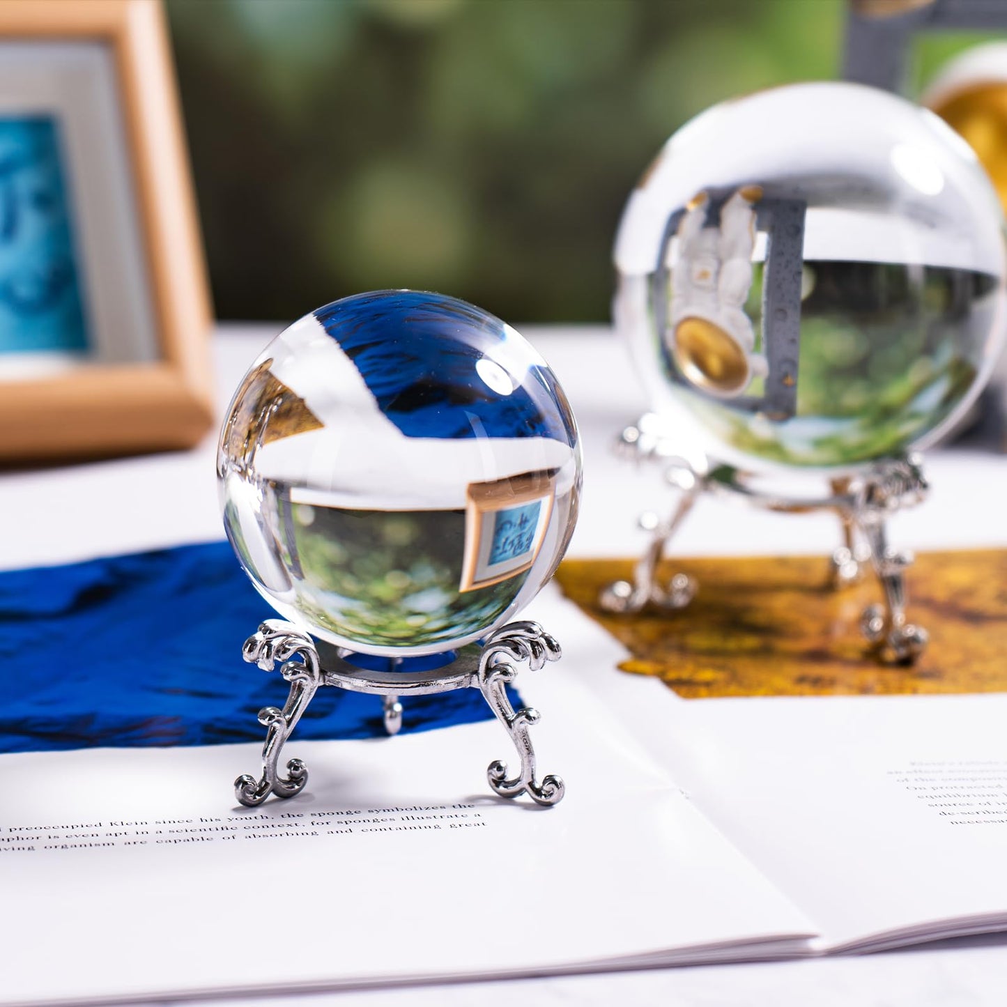 Clear Crystal Ball 80mm/3.2 Inches with Stand Ideal for Office Decor This Cool Things as a Photography Prop and Feng Shui Divination Sphere As Office Decor and Desk Decor Crafted from K9 Crystal.