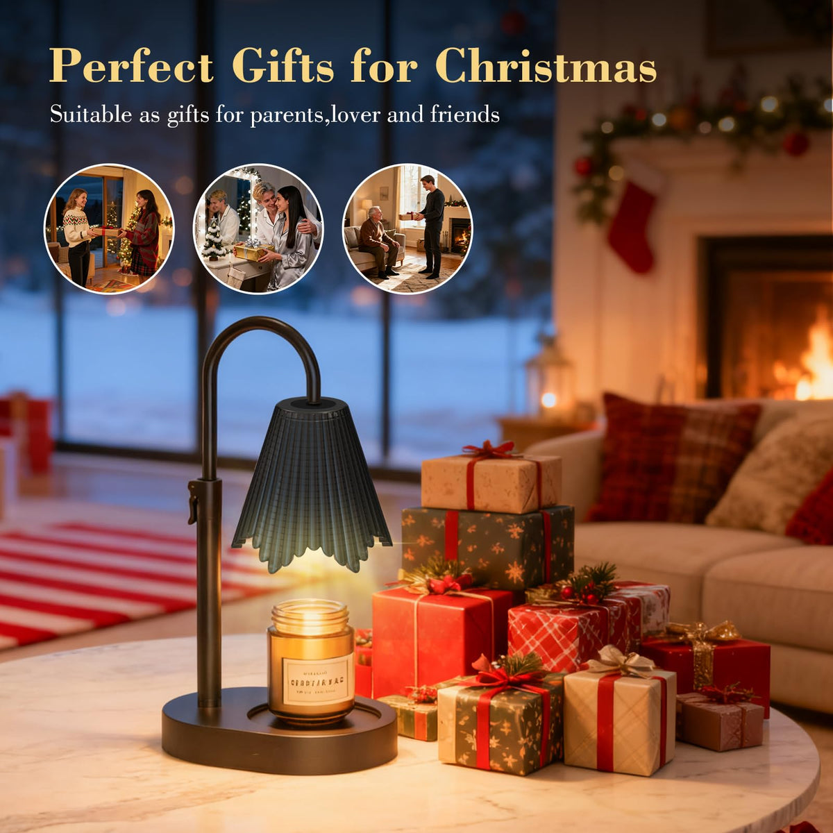 WYghyronic Candle Warmer Lamp with Timer & Dimmable 4-Level Brightness - Adjustable Height,for New Home Bedroom, Gifts for Women (Black2)