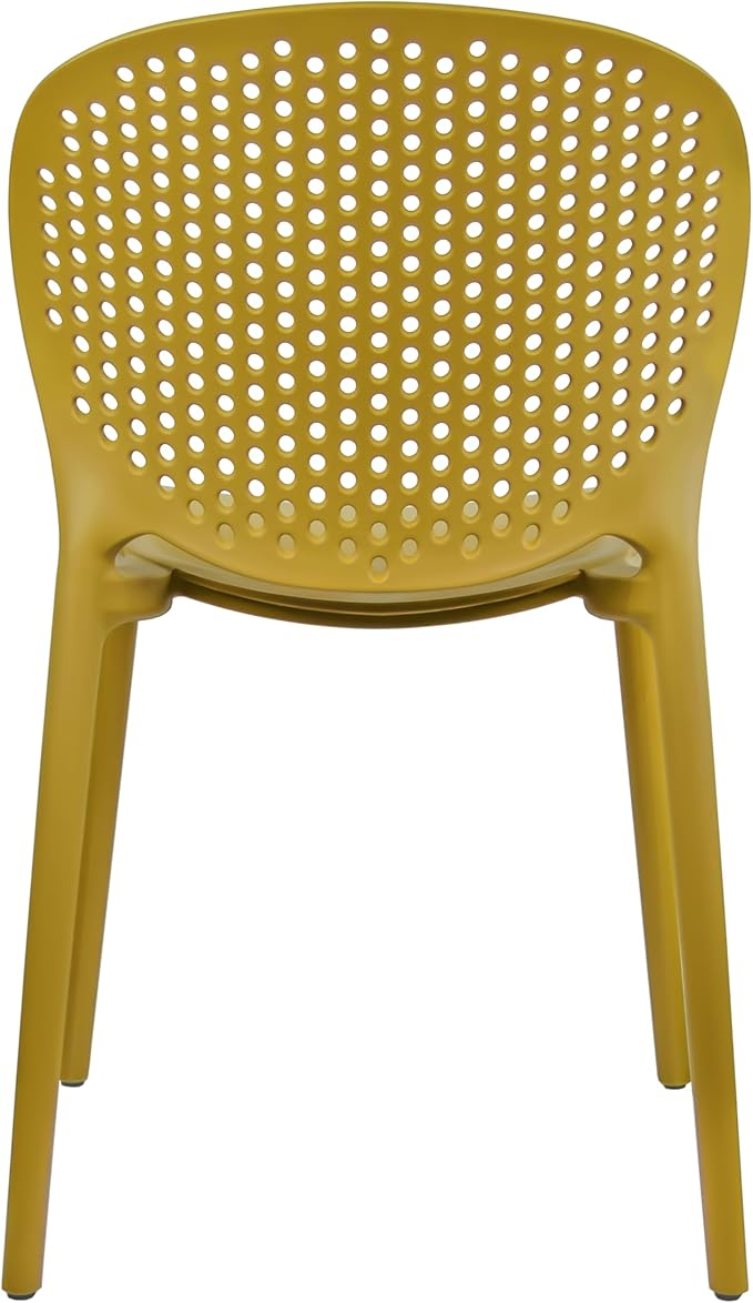2xhome Set of 2 Patio Dining Chairs | Modern Stackable Outdoor Pool Side Chair | Weather Resistant Plastic for Yard, Porch, Balcony, Kitchen, Yellow