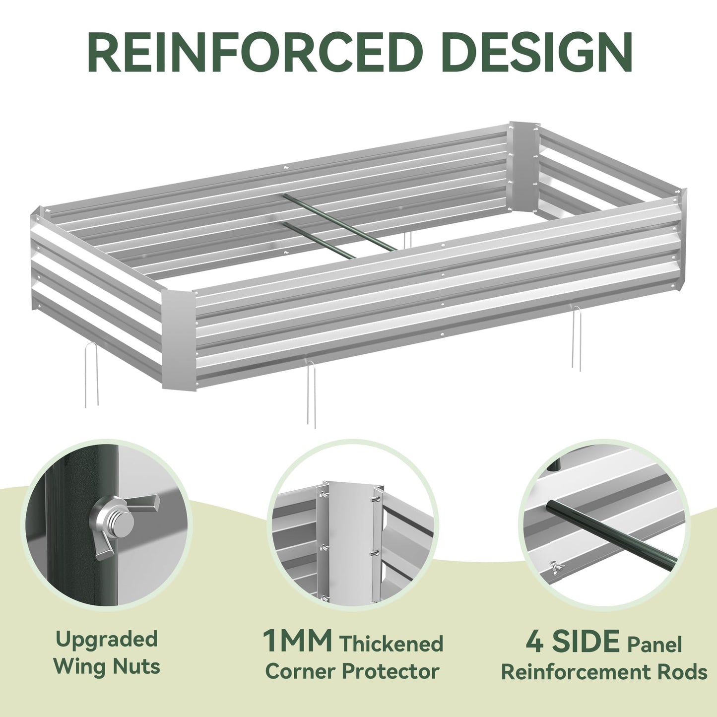 Lineware Raised Garden Bed with Self-Watering System, 6x3x1 ft Elevated Planter Boxes Outdoor with PE Cover, Galvanized Raised Beds for Gardening,Vegetables,Flowers, Backyard, Patio