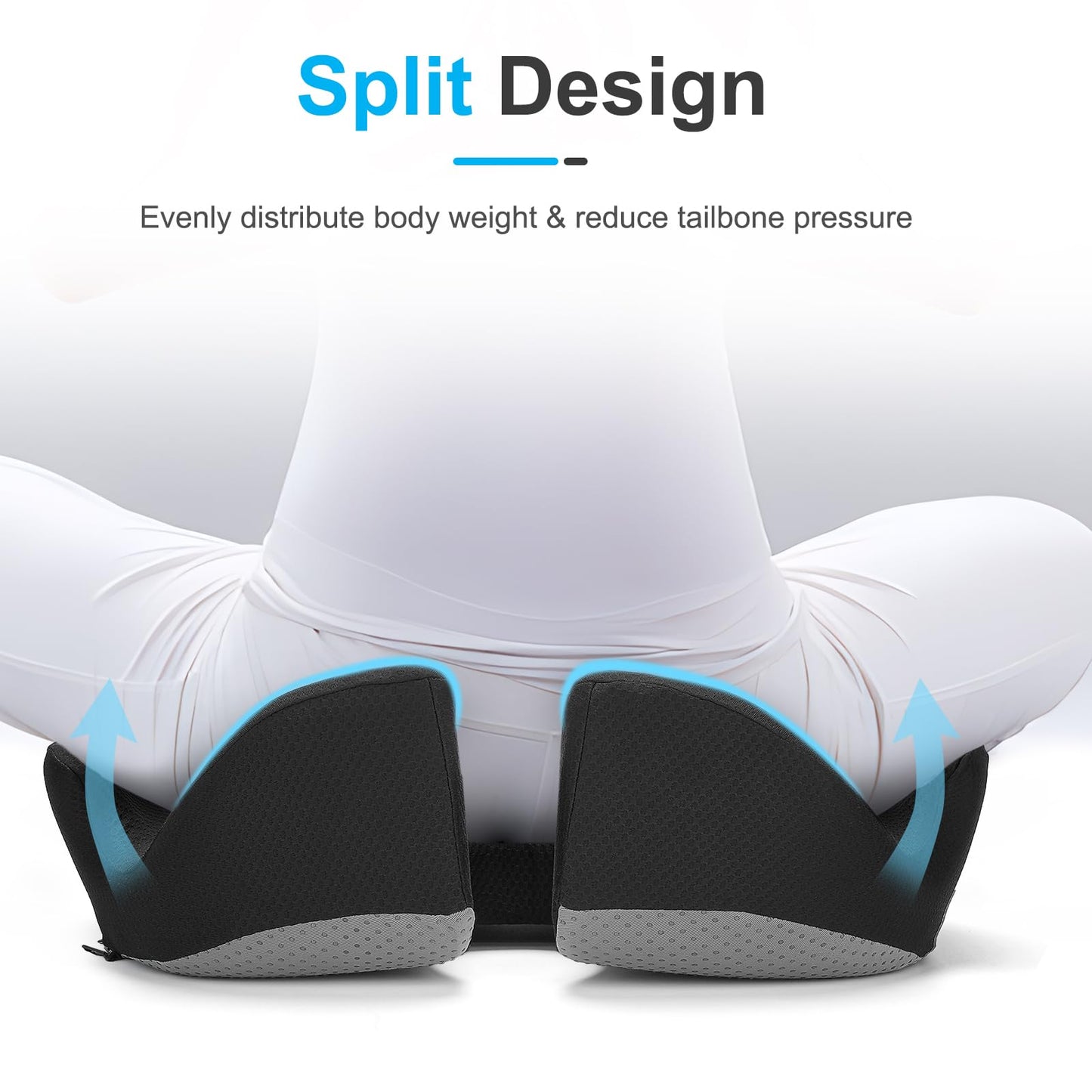 Ajteogy Memory foam Seat Cushion-Ergonomic Tailbone Support, Cushion Engineered for Long-Term Siting-Soft, Supportive, and Breathable