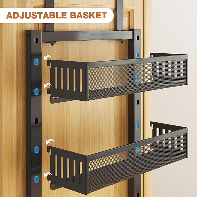 Pantry Door Organizers and Storage, 6-Tier Large Wide Metal Heavy-Duty Frame