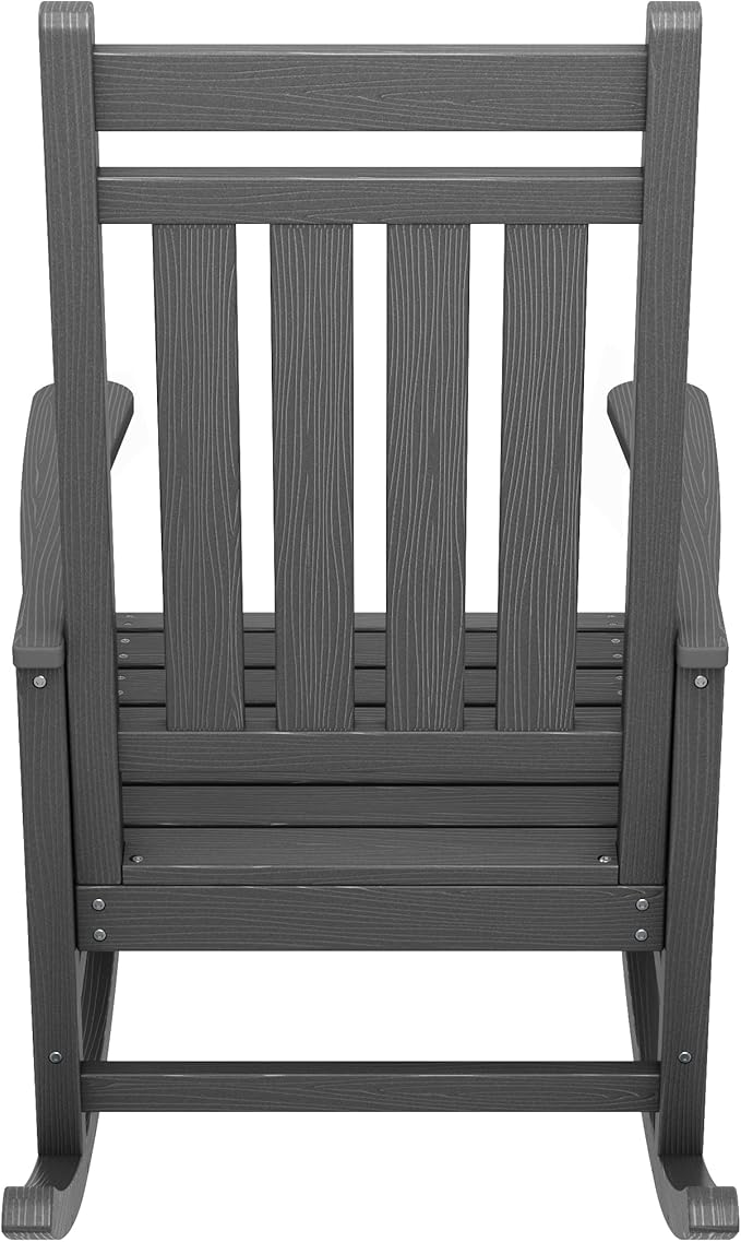 SERWALL Oversized Rocking Chair, Outdoor Rocking Chair for Adults, All Weather Resistant Porch Rocker for Lawn Garden, Grey