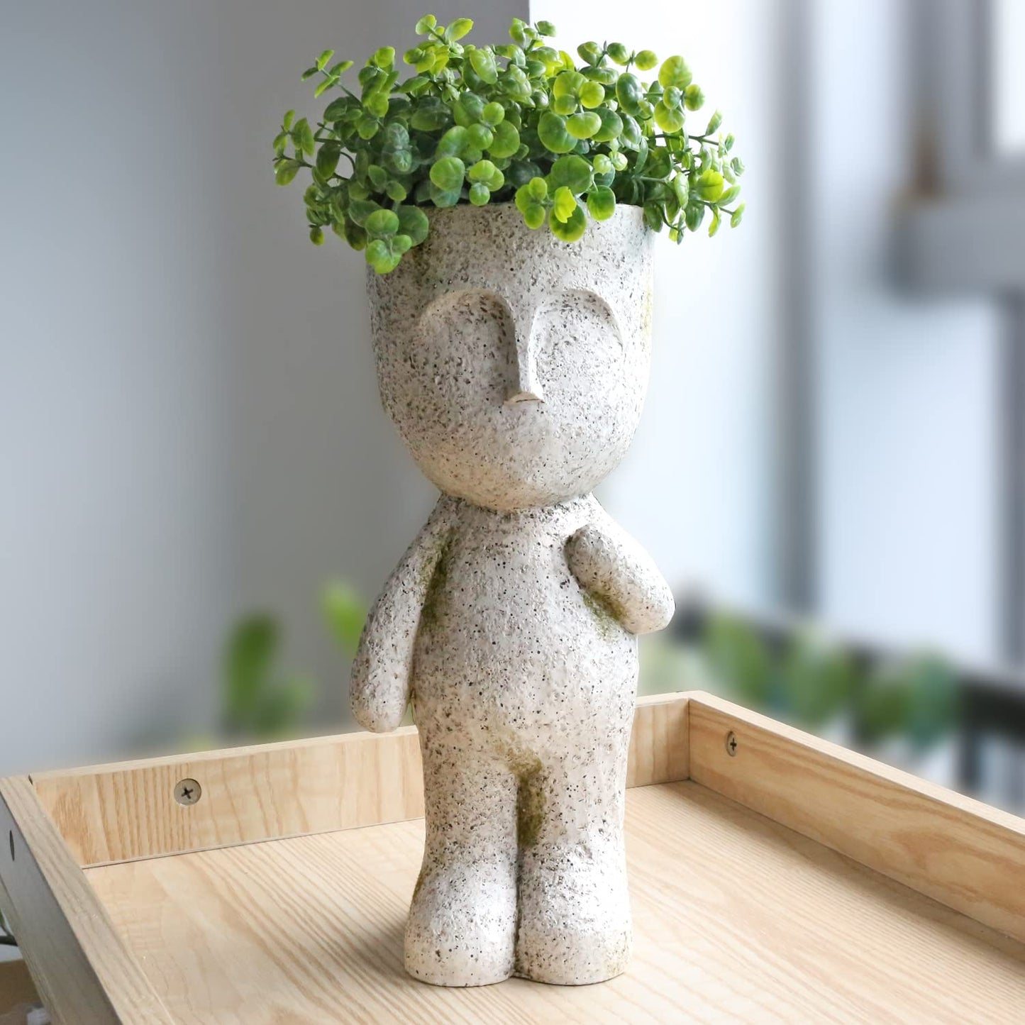FIMOFIDRE CYNOR Head Planter Face Planters for Indoor Plants Resin Plant Pots with Drainage Hole Unique Succulents Plants Live Outdoor Tree Man