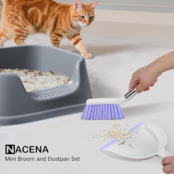 NACENA Mini Broom and Dustpan Set, Small Dust Pan and Brush Set