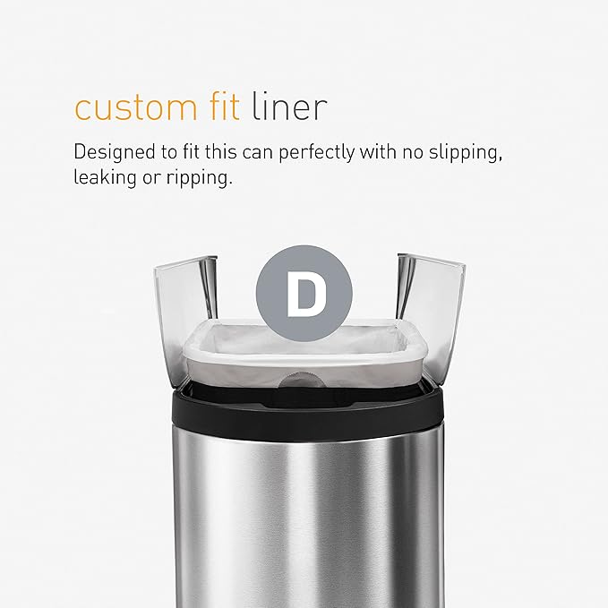 simplehuman Code D 60 Count, Genuine Custom Fit Liners, Drawstring Trash Bags