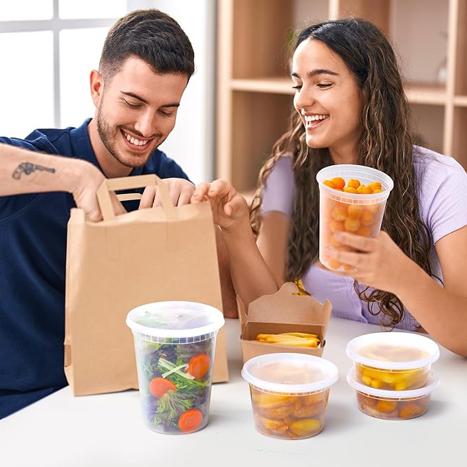 AOZITA 24 Sets Plastic Deli Food Containers