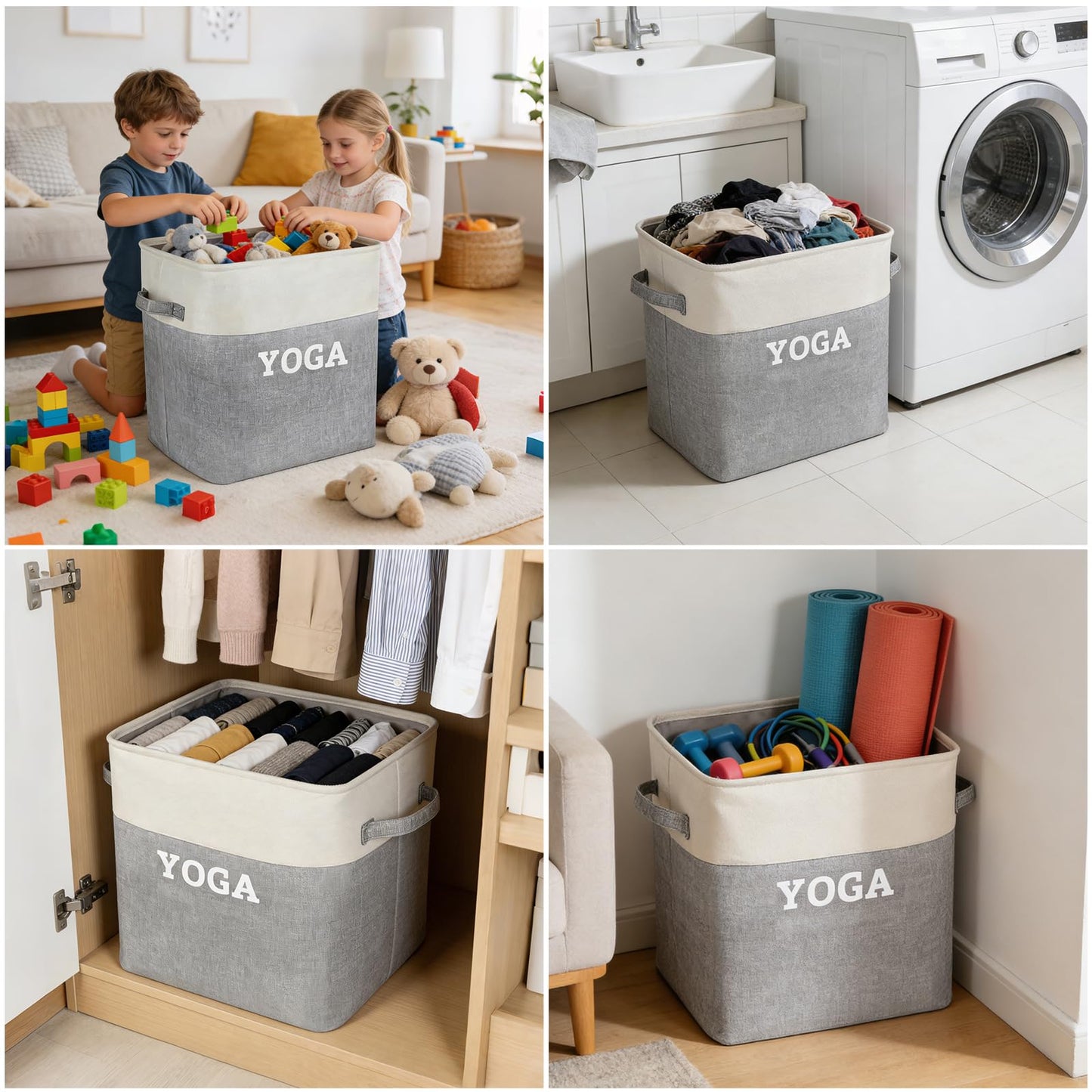 Lukeline Yoga Mat Holder Storage Basket, Home Gym Storage Organizer Yoga Exercise Equipment Storage, Yoga Basket Foam Roller Workout Equipment Storage for Home Exercise and Fitness Gear