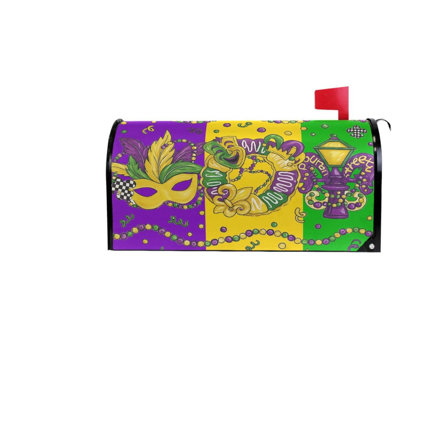 Happy Mardi Gras Magnetic Mailbox Covers Fleur de Lis Masquerade Mask Mailbox Cover Standard Size Full Magnet Garden Yard Porch Mail Boxes Cover Holiday Decorations 21" L x 18" W