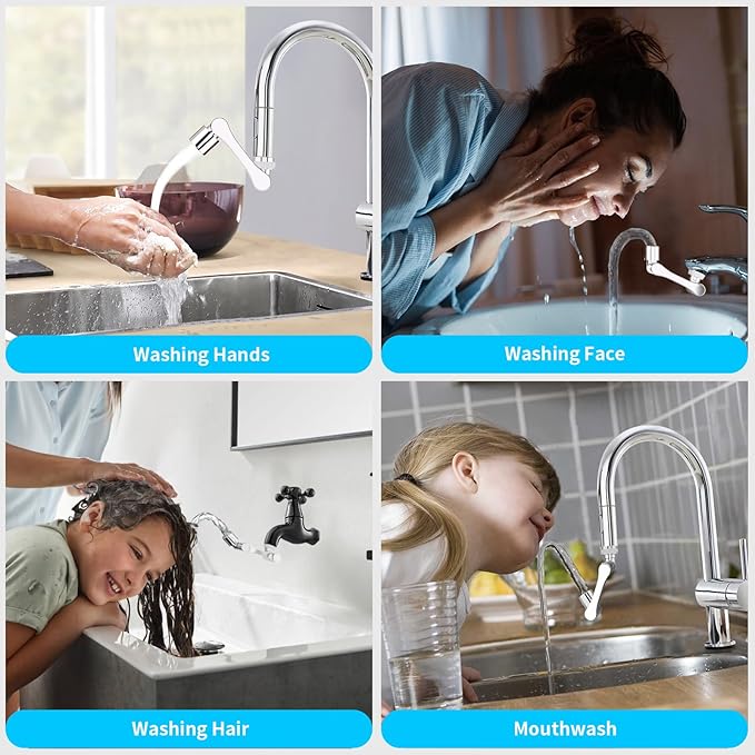 1080° Swivel Faucet Extender, Heavy Duty Rotating Sink Extension, Universal