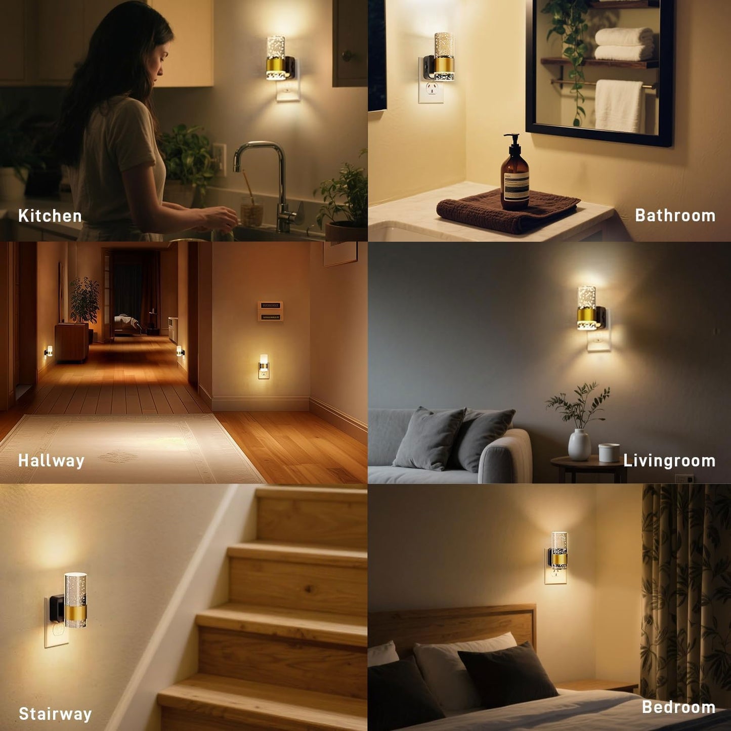 Night Light Plug in, 2 Packs LED Night Light with Auto Dusk to Dawn Sensor, 3000K Soft White, 0-100 LM Dimmable Kids Night Lights for Bedroom, Bathroom, Kitchen, Hallway, Stair, with AU Plug