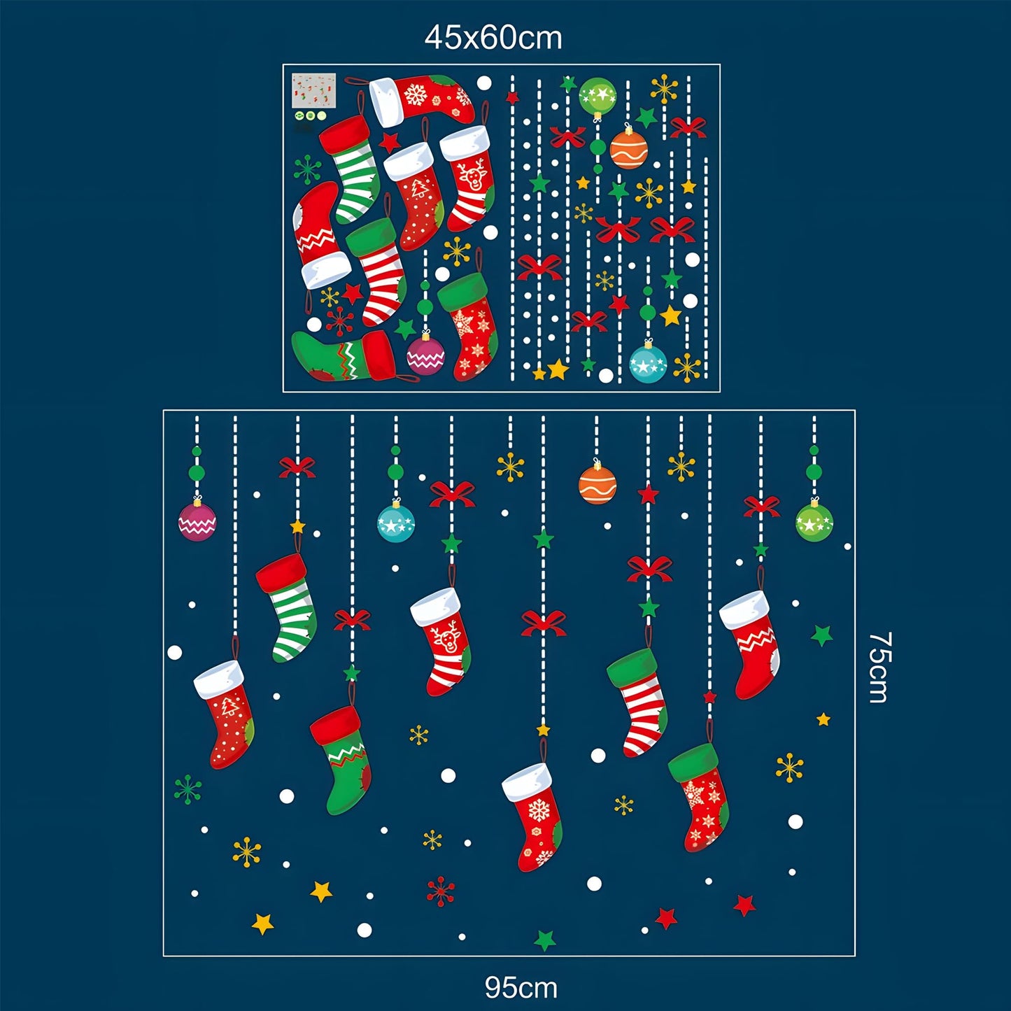 ONDY Merry Christmas Garter Window Glass Decoration Stickers 2026 New Holiday Removable Dress Up DIY Static Window Clings Decals for Living Room Bedroom Shop Windows