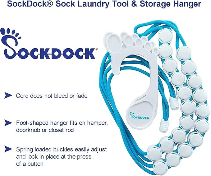 Sock Laundry Solution for Washing Drying & Storing Socks in Pairs, Clip & Hold