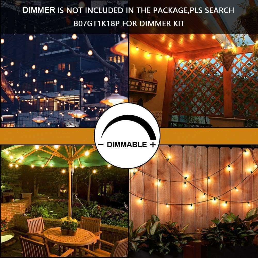 Svater Outdoor String Lights 150FT, E26 Socket, 48pcs S14 Shatterpoof Bulbs, 1 Watt Dimmable 2700K Warm White, IP65 Waterproof Commercial Grade Patio Lights(3 Pack X 50FT)
