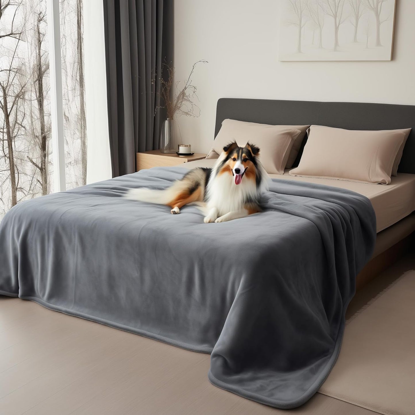 Bedding Aid Waterproof Reversible Blanket, Excellent Leakproof Protector Cover to Protect Bed Mattress, Sofa, Couch from Pee & Spills from Adults, Babies, Dogs, Pets (Dark Grey/Light Grey, 203x229cm)