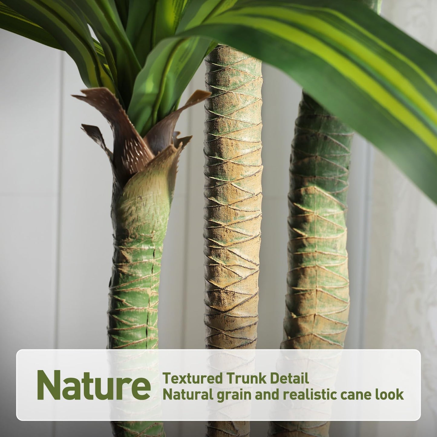 VeriNatural Artificial Dracaena Tree 5FT – Faux Yucca Floor Plant with Silk Leaves & Natural Trunk – Cement-Weighted Pot for Indoor Decor, Office, Living Room, Porch, Entryway, VN225