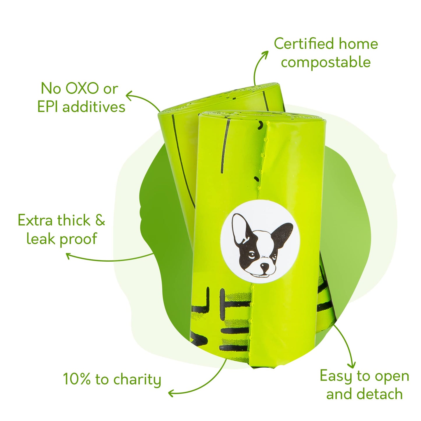 100% Certified Home Compostable Dog Poop Bags with Handles - 10% to Charity - ASTM D6400 & EN 13432 Compliant - 240 x Plant Based X Large Compostable Poop Bags (20 Rolls)
