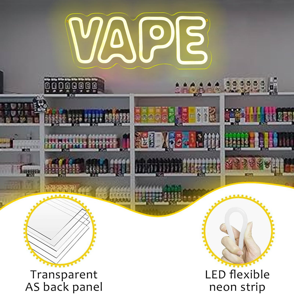 KODGGHK Vape LED Neon Light Sign, Bright LED Vape Sign by USB with Dimmable ON/OFF Switch Neon Lights for Store Window Hanging for Sale Business,Man Caver, Bar, Smoking Lounge,Party