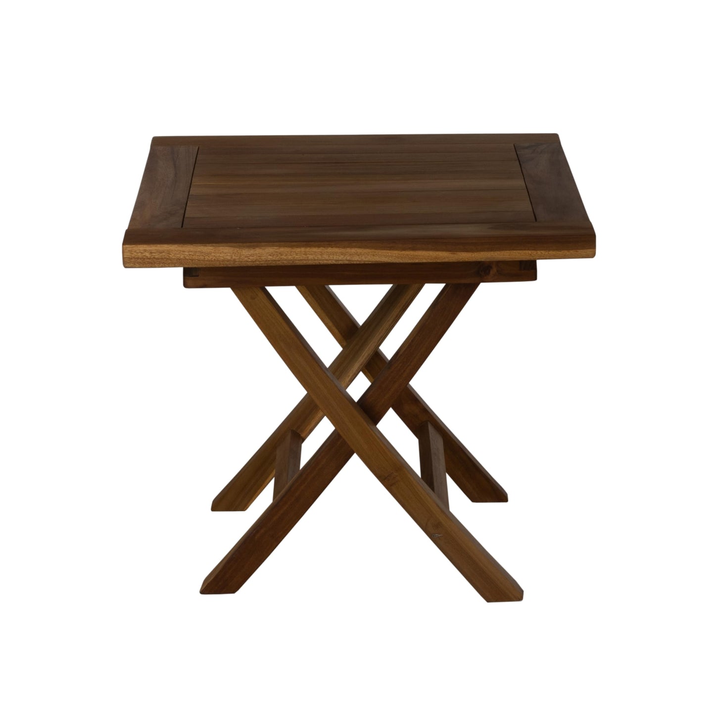 RRI Goods Teak Wood Folding Square Side Table, Teak Oil Finish for Camping & Outdoor Entertaining, Ideal End Table for Patio, Porch, Balcony (20" D x 20" W x 18" H)