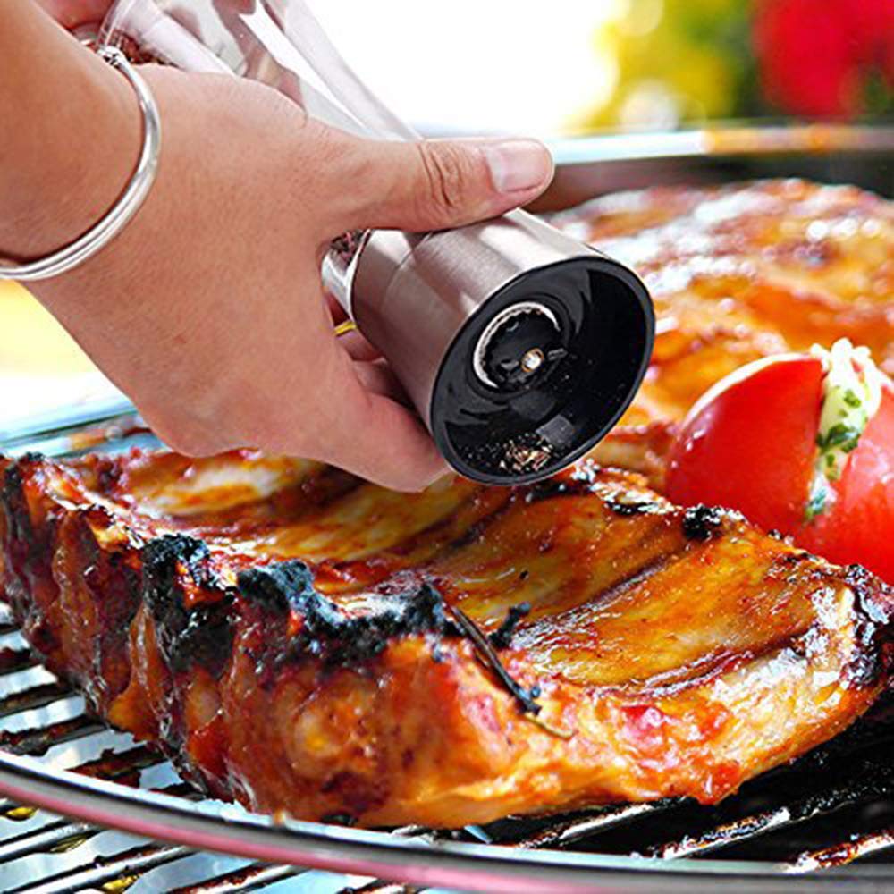 Ebaco Original Stainless Steel Salt or Pepper Grinder - Top Spice Mill with Ceramic Blades, Brushed Stainless Steel and Adjustable Coarseness By Pepper Grinder (Single Package)