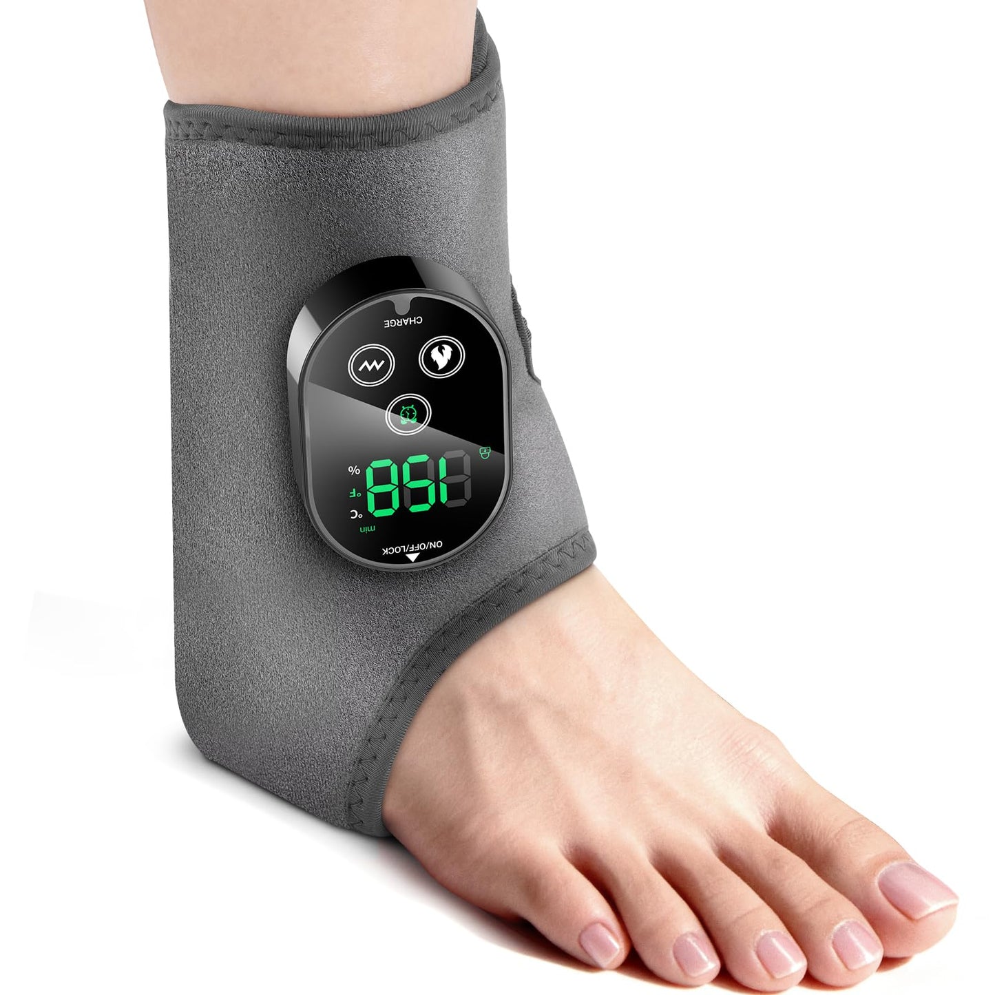 Cordless Ankle Massager for Pain Relief, Heated Foot Massager for Neuropathy, Foot and Ankle Massager with Heat, Ankle Heating Pad with Massage, HSA Eligible FSA, 6 Heats, 3 Massages, Single One