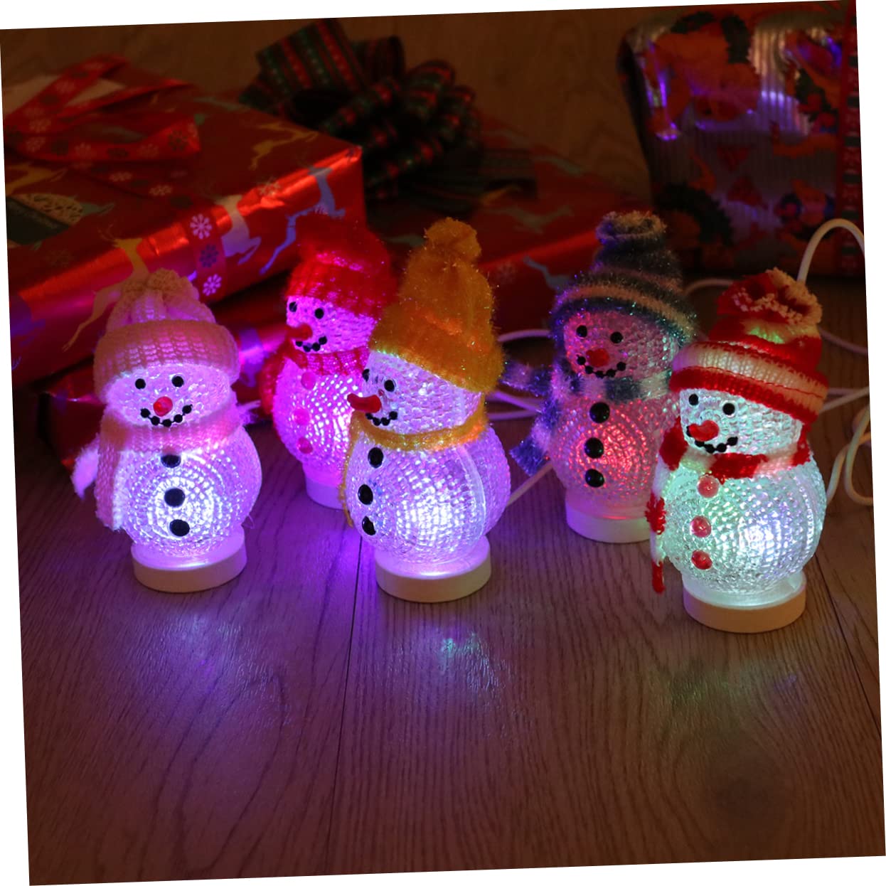 Uonlytech Christmas Snowman Night Ligh, LED Light USB Night Light Mini Glowing Snowman Desktop Ornaments for Home Bedroom Christmas
