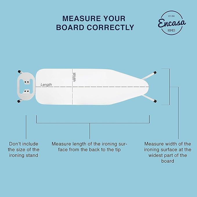 Encasa XO Ironing Board Cover and Pad 42"x14" - 4mm Felt Medium Iron Board