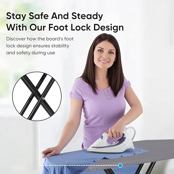 Deluxe Ironing Board with Heat Resistant Cover and Thicken Felt Pad, Heavy