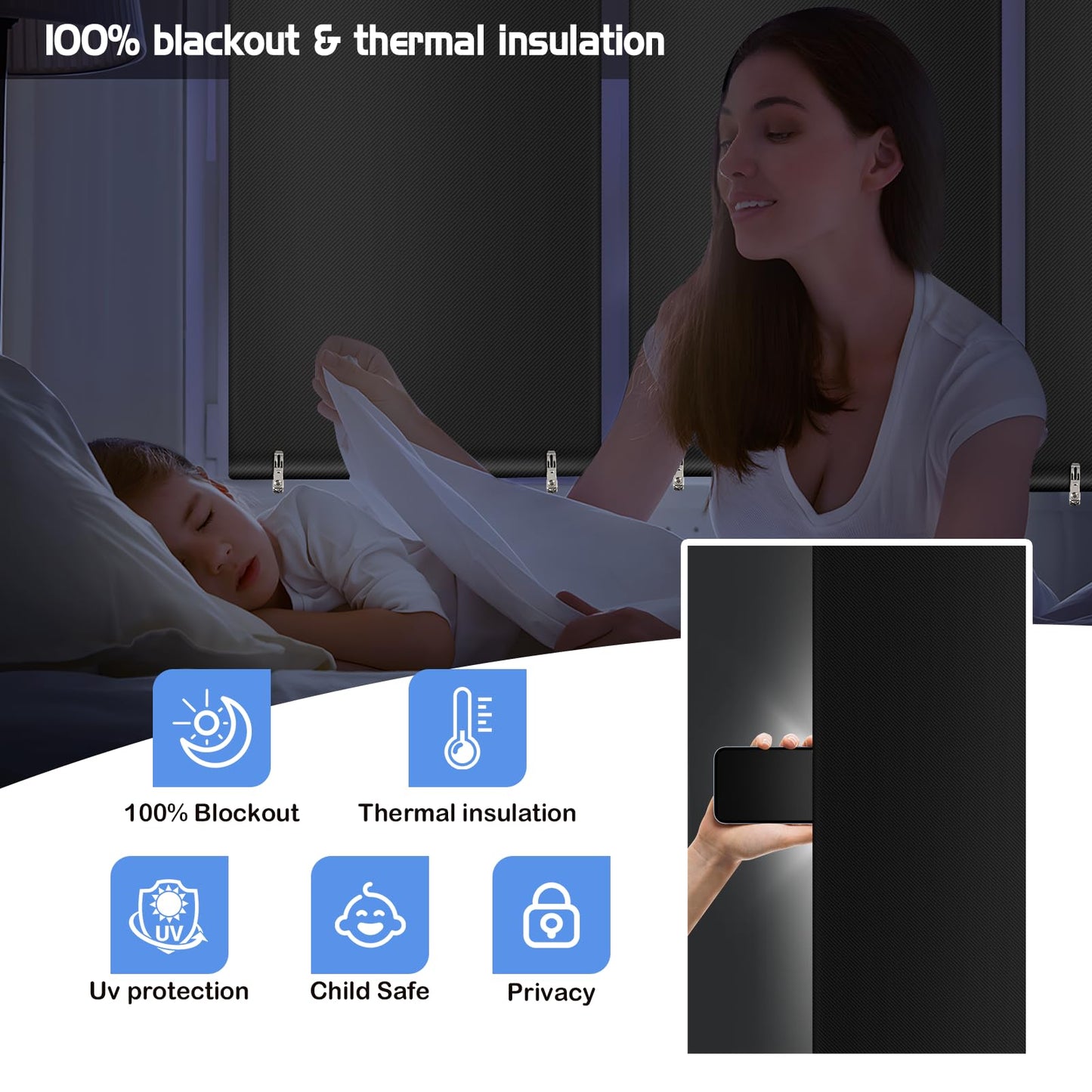 2Pack Blackout Roller Window Shades, Cordless Roller Shades, No Tools No Drill Pull Down Room Darkening Window Shades, Blackout Blinds for Bedroom Windows Home and Office (36''W x 72''H, Black)
