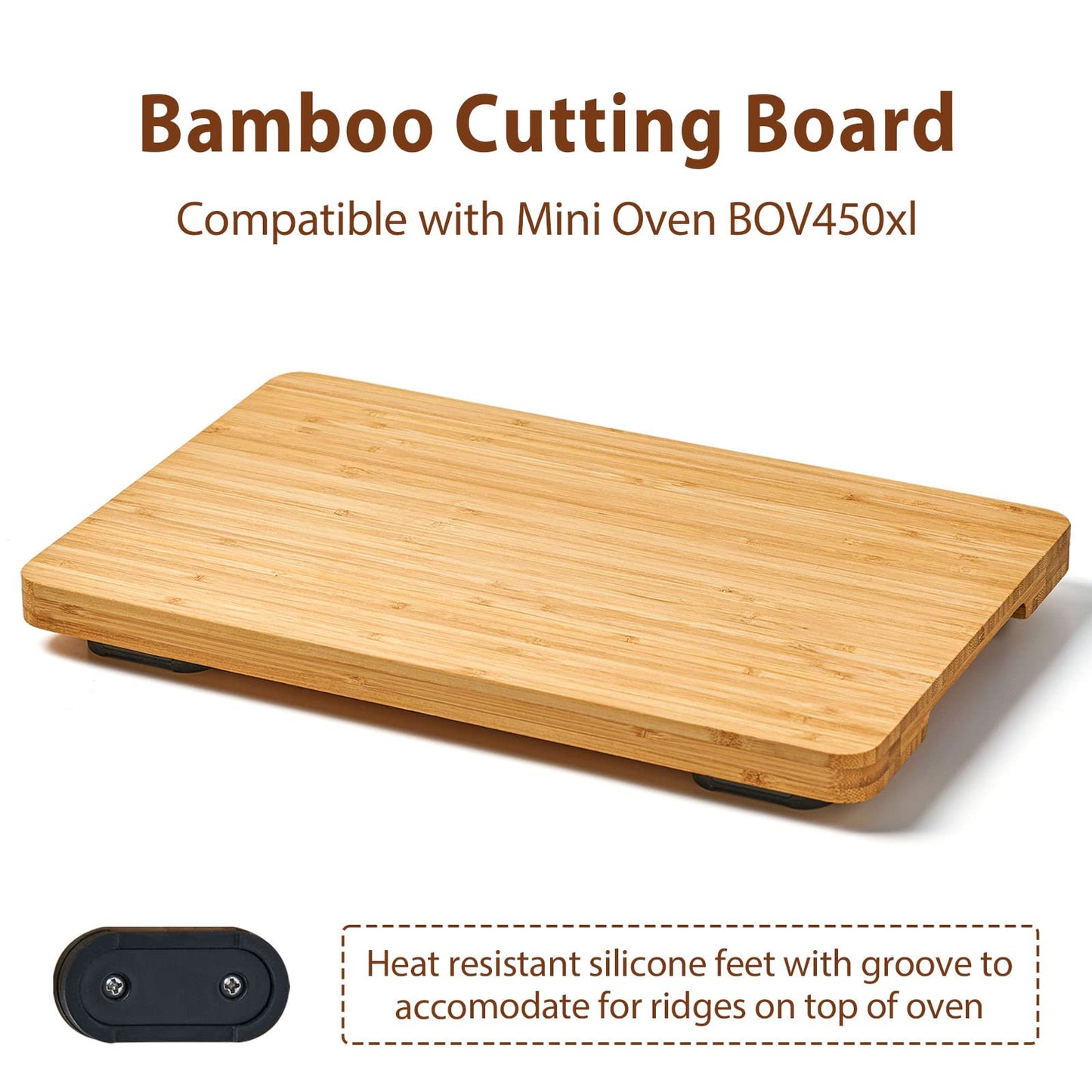 Cutting board Compatible with Breville BOV450XL Mini Smart Toaster Oven, Accessories for Countertop Oven, With Heat Resistant Non-Skid Silicone Feet, Creates Storage Space, Protects Cabinets Cupboard