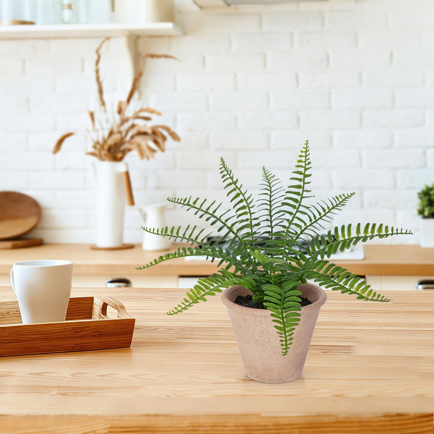 Nature Crafted 3 Pack Artificial Fern Plant, Small Fake Plants in Pot, Faux Fern Plant for Home Office Farmhouse Living Room Bathroom Kitchen Tabletop Desk Shelf Decoration