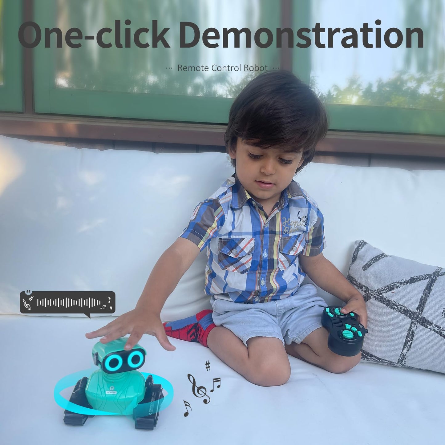 GILOBABY Robot Toys, Remote Control Robot Toy, RC Robots for Kids with LED Eyes, Flexible Head & Arms, Dance Moves and Music, Birthday Gifts for Boys Ages 3+ Years (Blue)