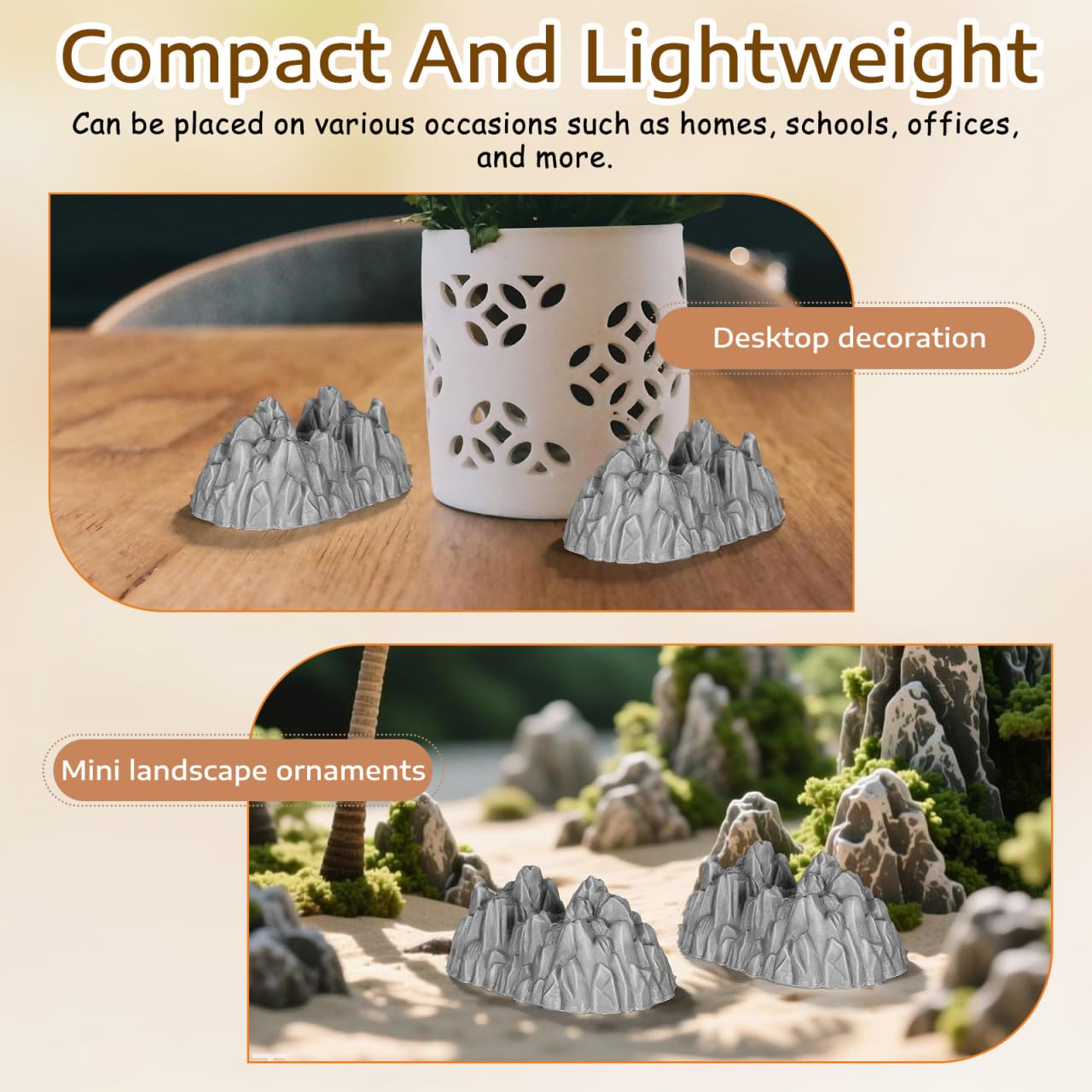 Homoyoyo 20pcs Mini Rockery Model, Fake Rock 2.55 Inch Plastic Landscape Miniature Fake Stone Rocks for Micro Landscape Decor Resin Moss Terrariums Bonsai Decor