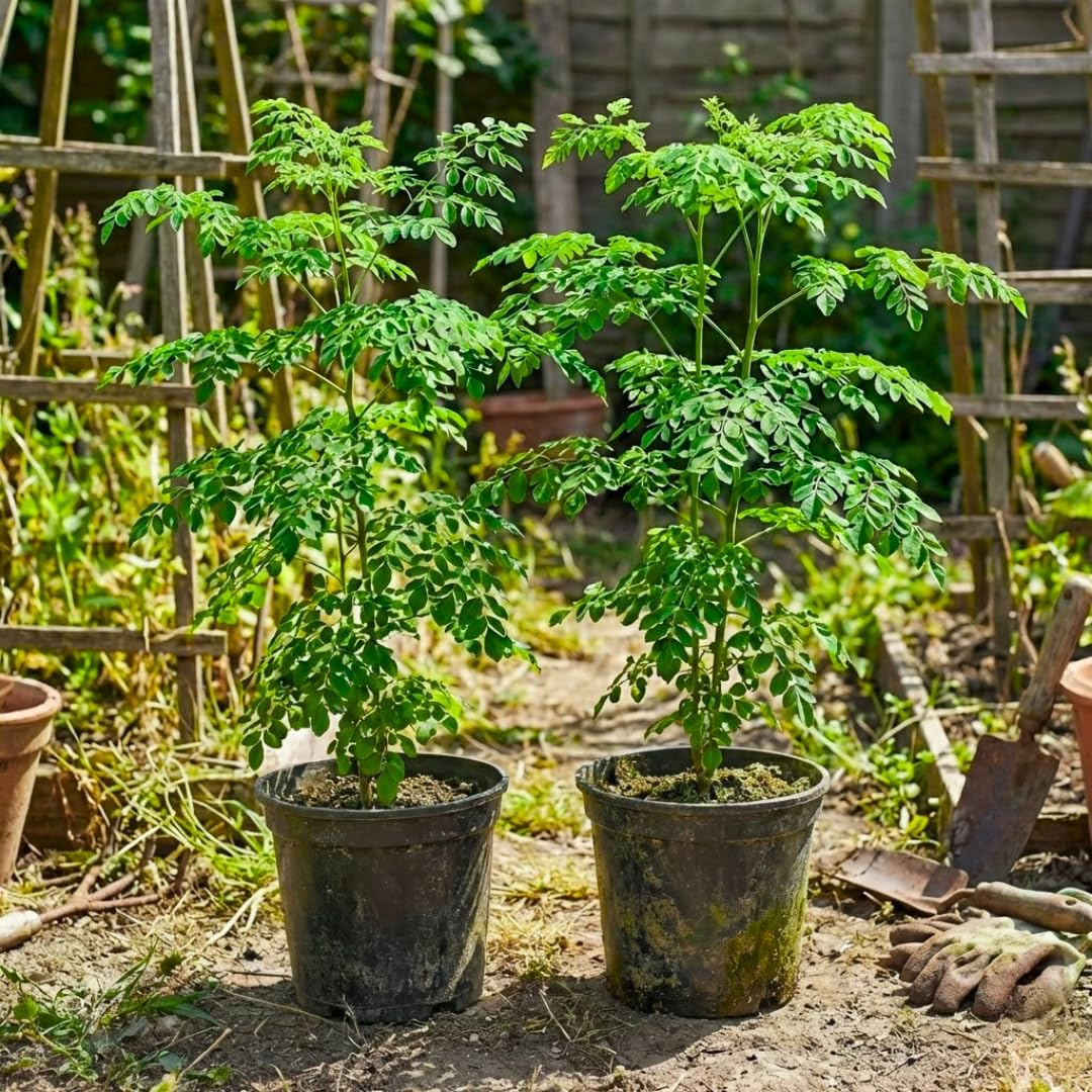 Live Moringa Oleifera Tree Plant, 2-3 Feet Tall, Established Malunggay Plant in 1 Gallon Pot, Fast-Growing Drumstick Tree