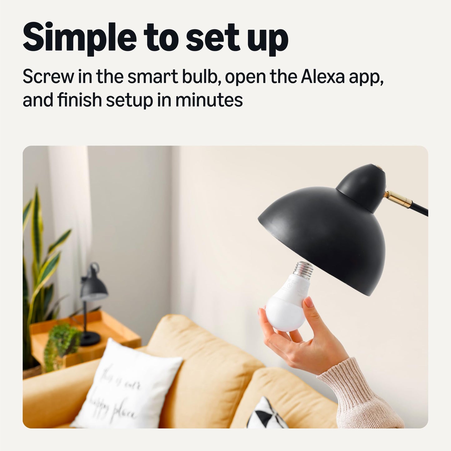 Amazon Basics Smart A19 LED Light Bulb, Color Changing, 9W (60W Equivalent), 800LM, Works with Alexa Only, 2.4 GHz Wi-Fi, No Hub Required, 1 Pack