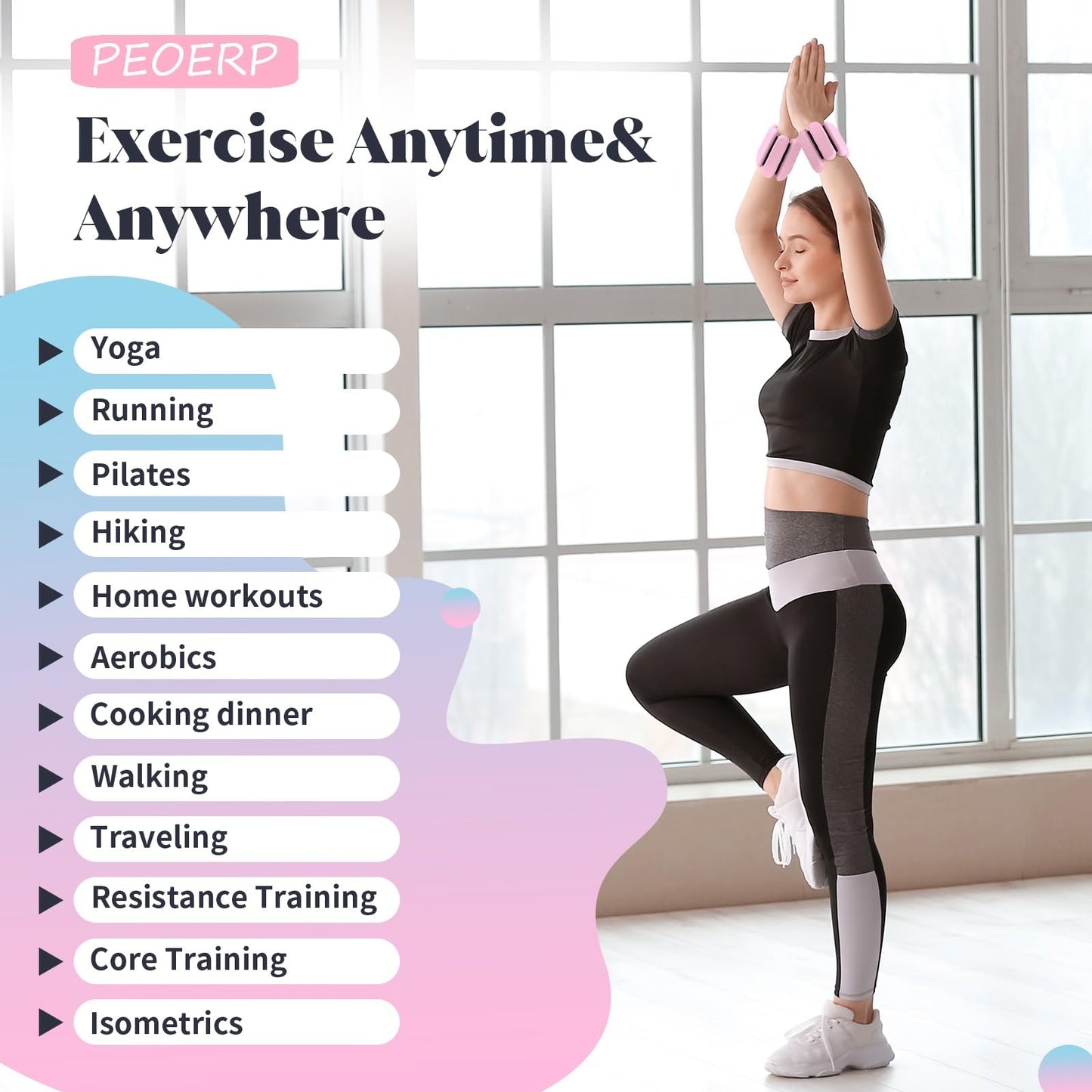 TIMOOU Ankle Weights for Women Men, Adjustable Wrist Weighted Bracelet for Home Gym Workout, Walking, Running, Travel, Pilate, Yoga, Exercise,Barre,Strength Training. Set of 2 (1Lb Each) (Pale Pink)