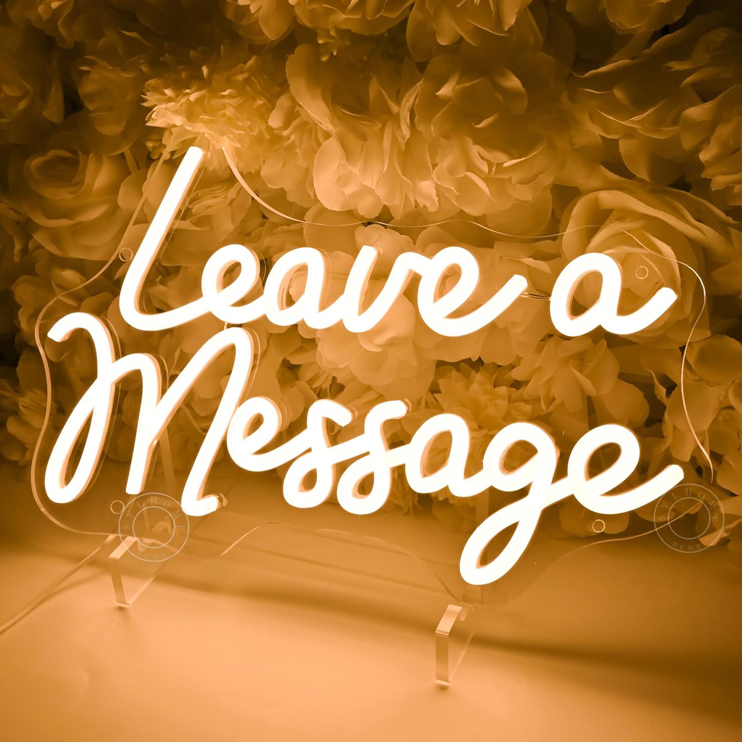 SYLHOME Leave A Message Led Neon Light Sign With Holder Base Guestbook Business Desk Table Wedding Reception Welcome Wall Decor Sign USB 13.8"X8.85"