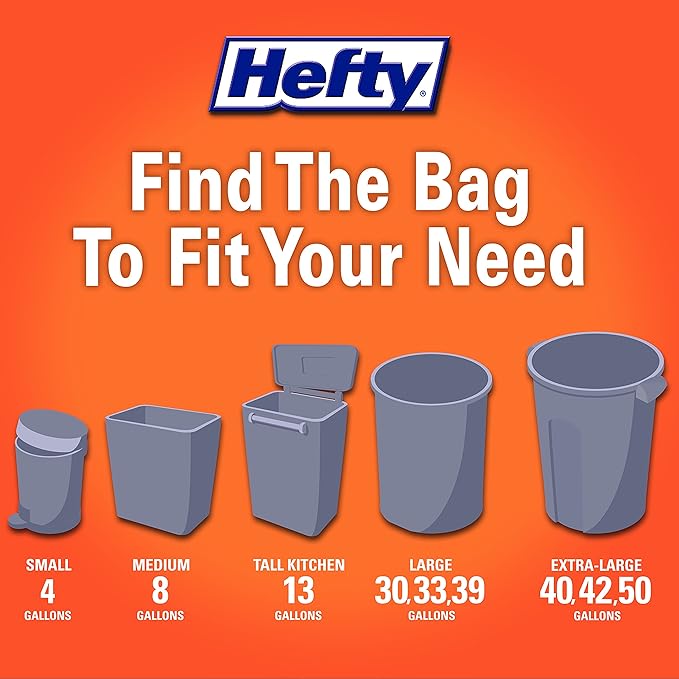 Hefty Ultra Strong Trash Bags | Kitchen | 13 Gallon | 80 Bags