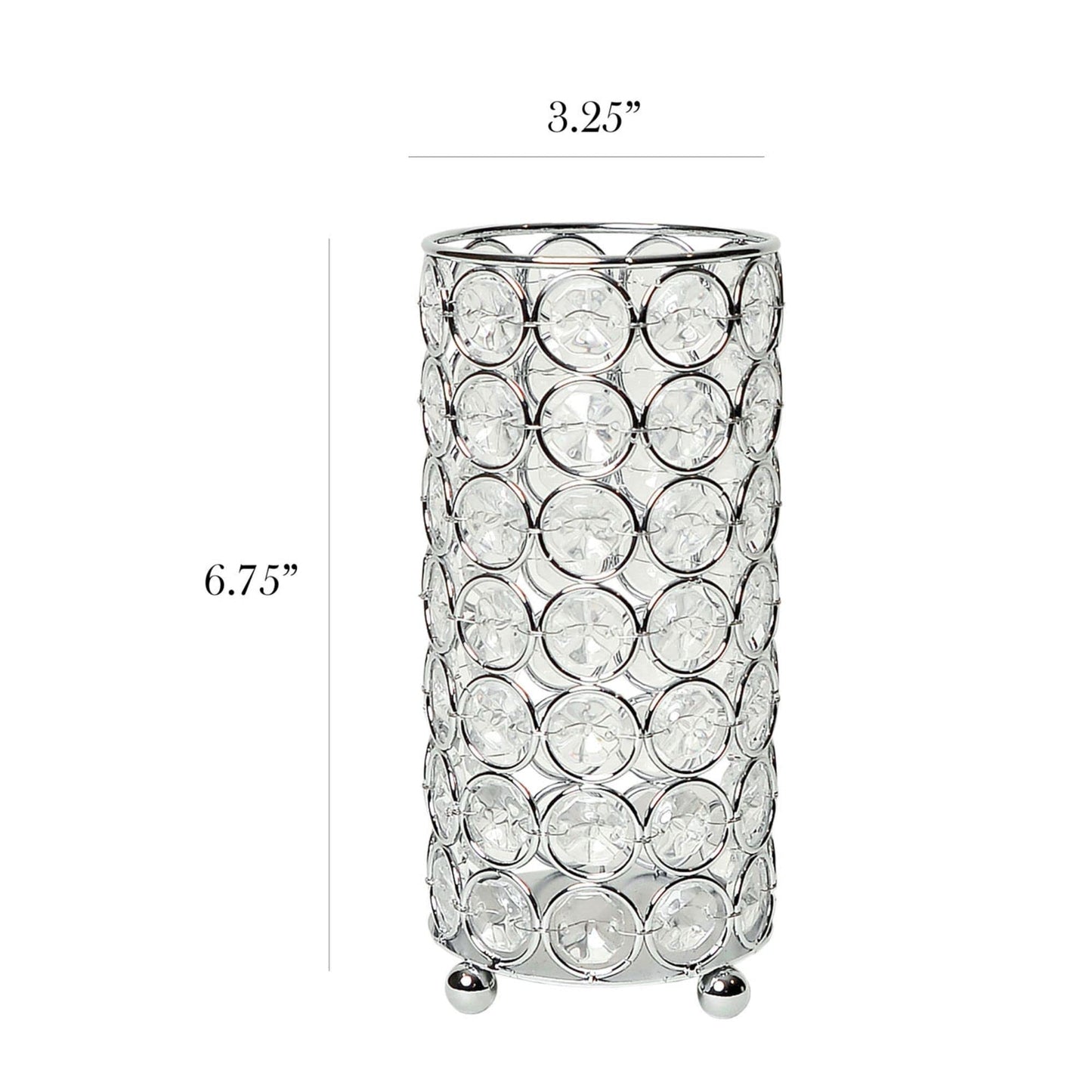 Elegant Designs HG1002-CHR Elipse Crystal Decorative Flower Vase, Candle Holder, Wedding Centerpiece, 6.75 Inch, Chrome