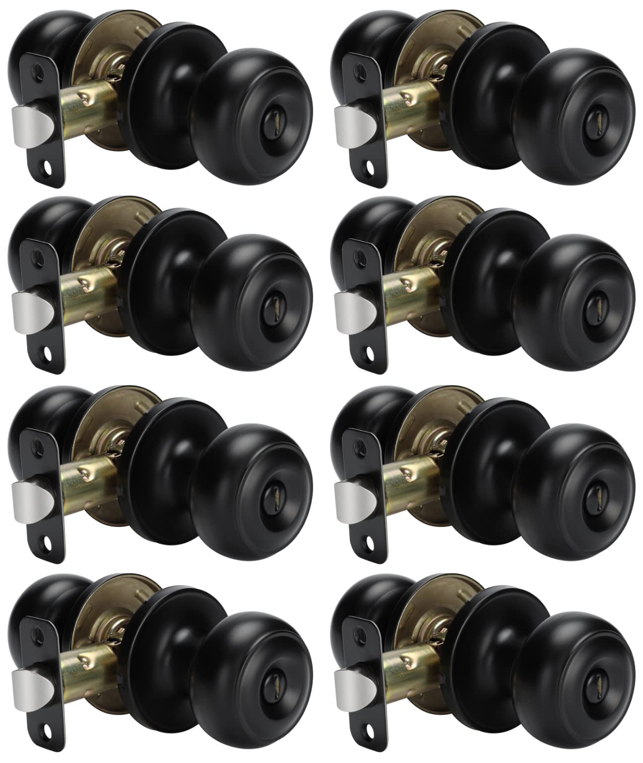 goldenwarm Black Interior Door Knobs, Matte Black Privacy Door Knob, Black Bedroom Door Knobs, Black Door Knobs Interior Bulk, Indoor Bathroom Door Knob(8 Pack, Matte Black)