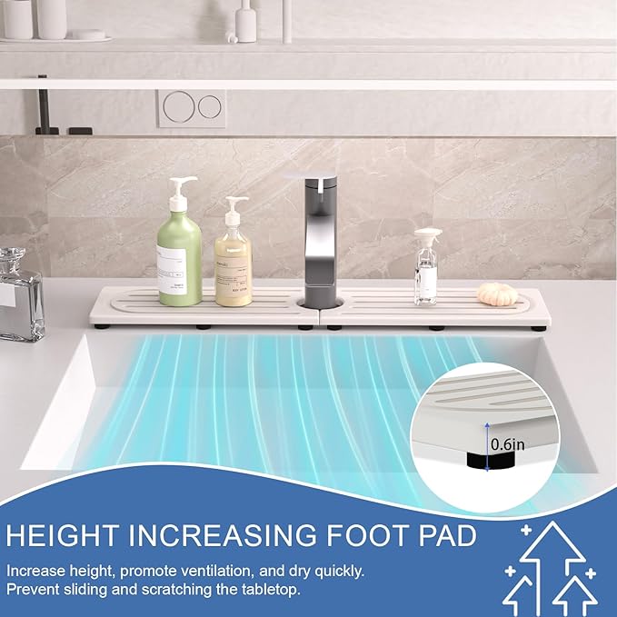 Faucet Mat for Kitchen Sink, Water Absorbent Kitchen Faucet Mat, Durable Sink