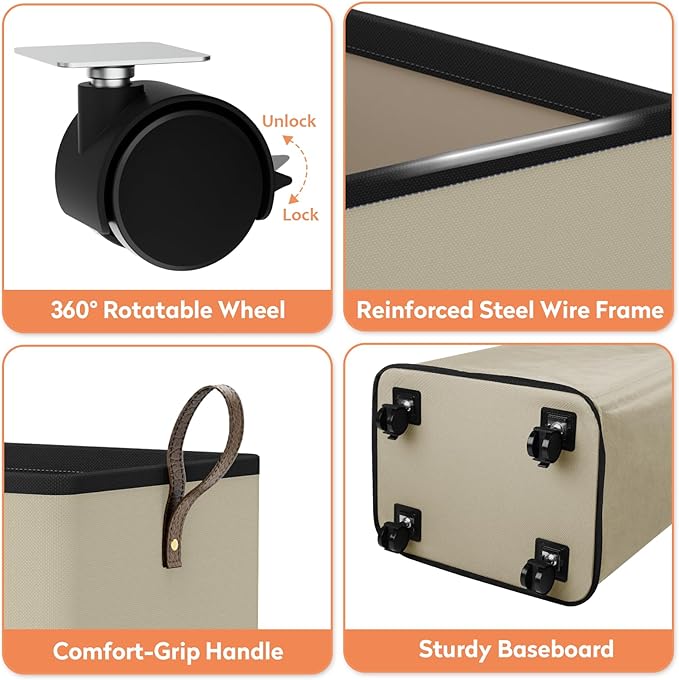 Laundry Basket with Wheels, Collapsible Laundry Baskets, Laundry Hamper with