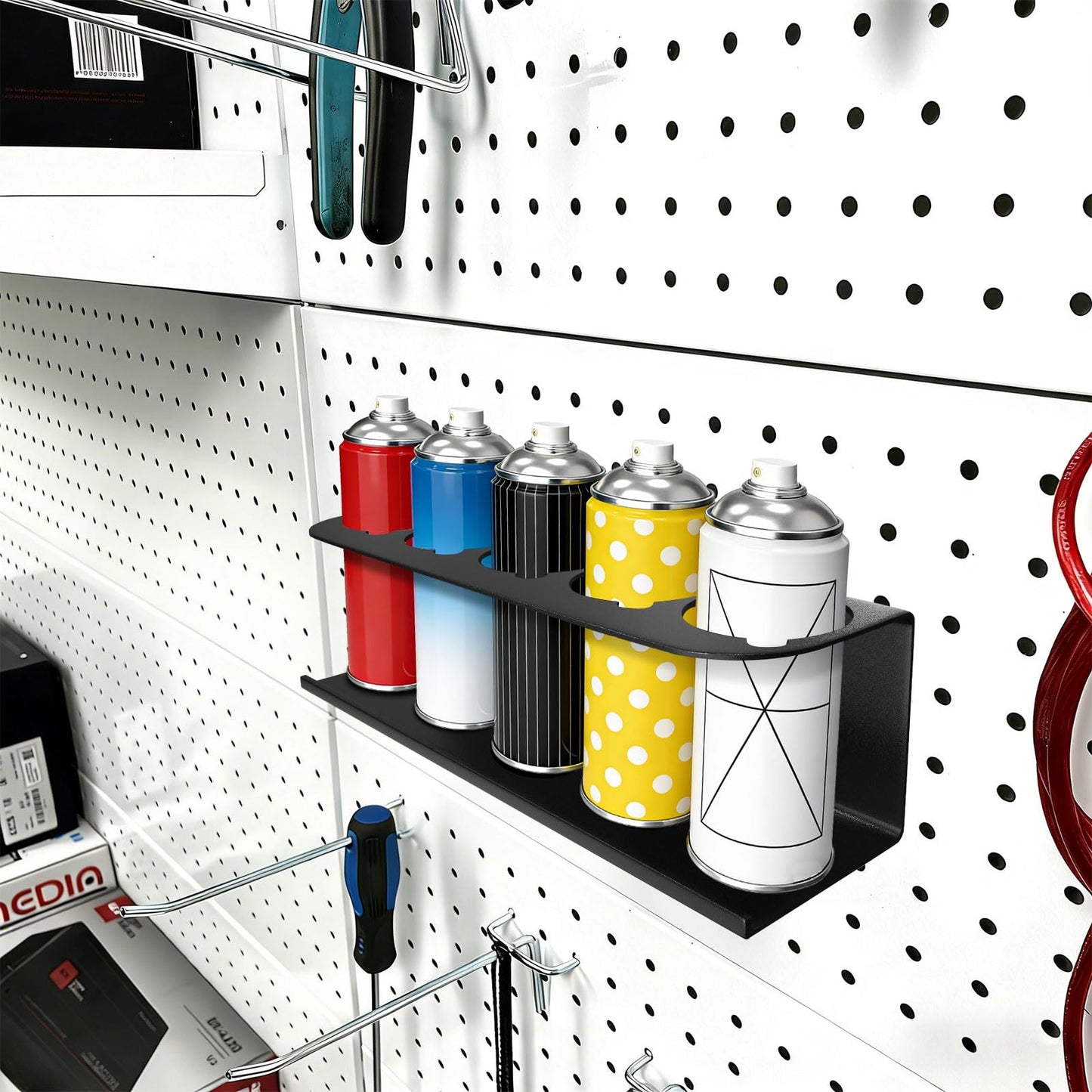 Touri 2 Pack Spray Can Holder for Garage and Workspace, Wall-Mounted Steel Aerosol Can Holder (10 Cans)