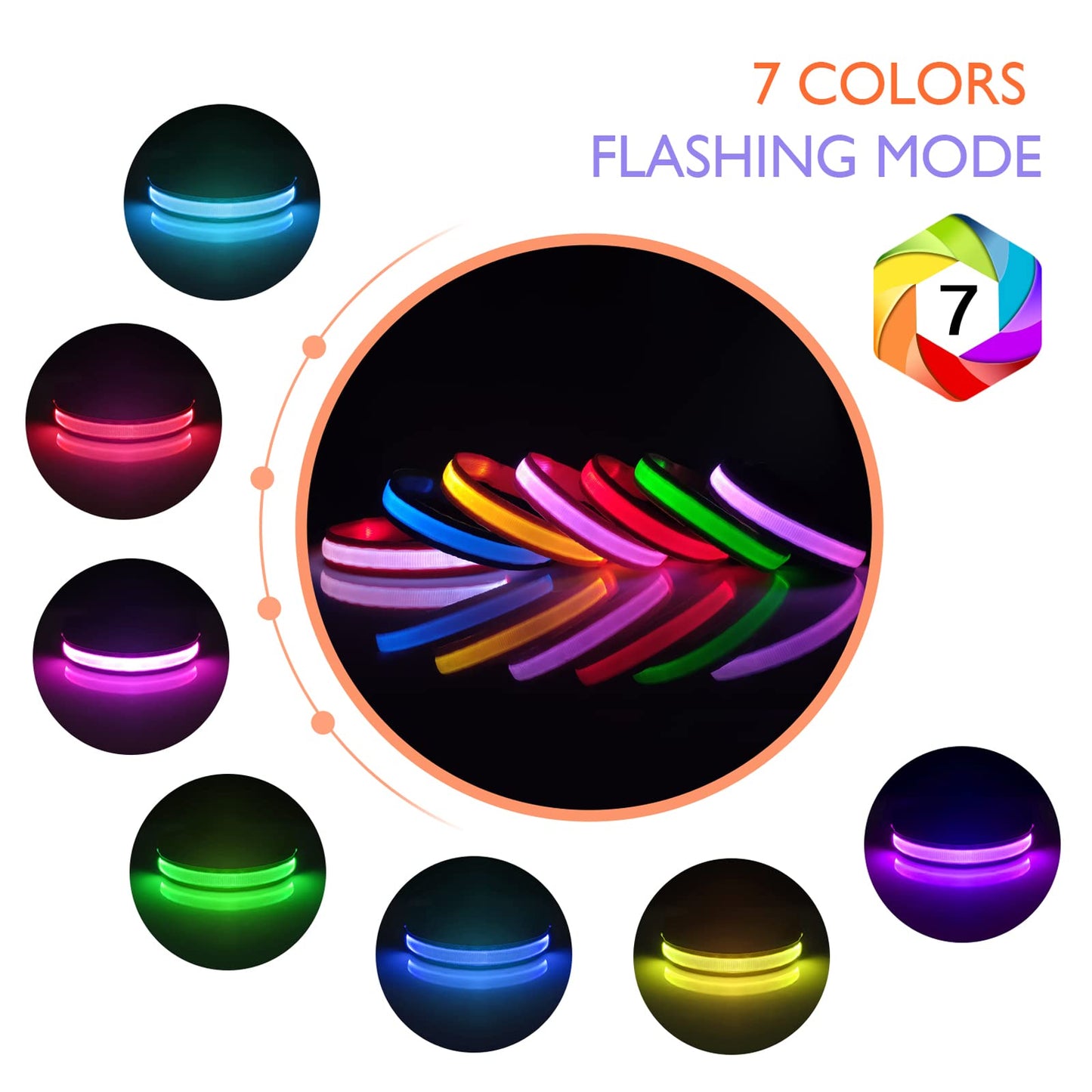 PCEoTllar Light Up Collar - Rechargeable Flashing LED Collar for Small, Medium & Large Dogs - Waterproof, 7 Colors Glowing, Purple (8 Mode)