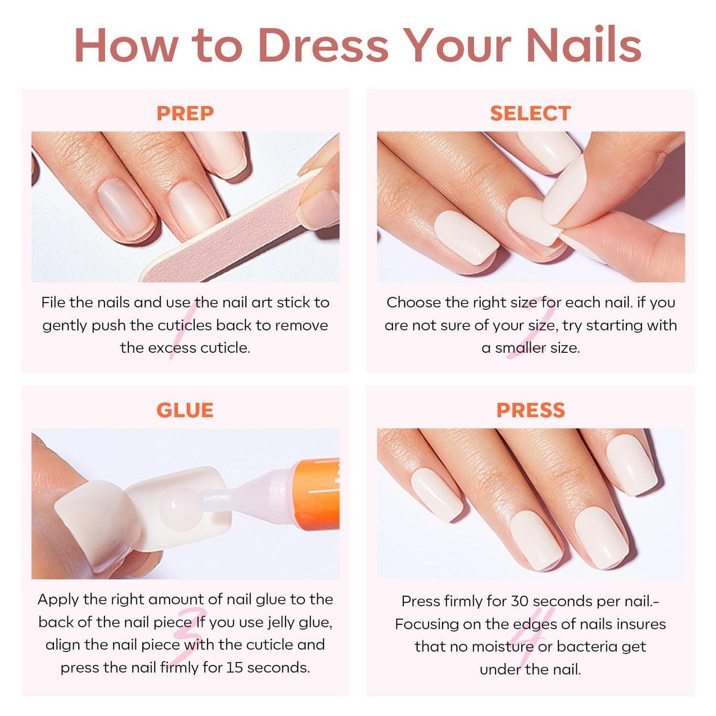 modelones Pink Short Press on Nails, Fall Halloween Oval Fake Nails Kit Press Ons with Nail Glue, Adhesive Tabs, Nail File, Prep Pad, Manicure Stick, 32Pcs 16 Sizes