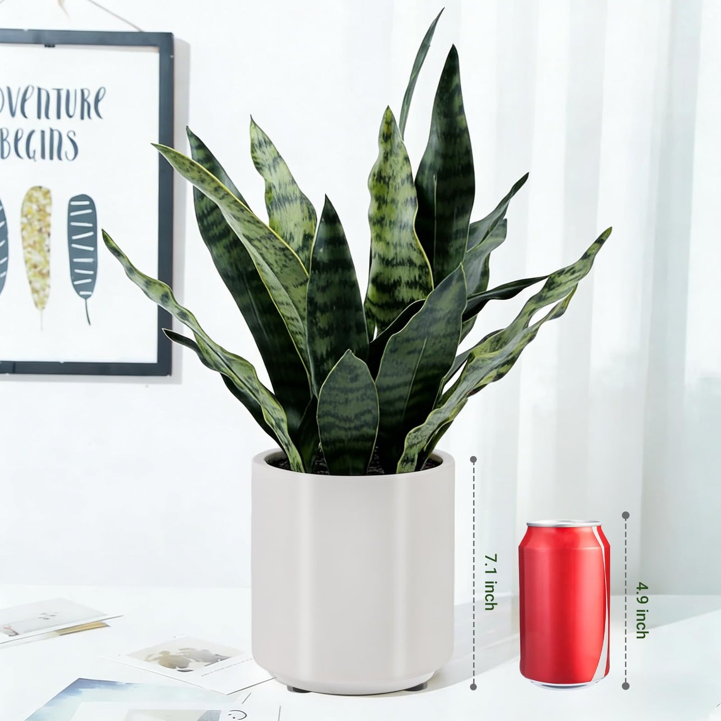 BTHM DSGN Artificial Sansevieria Plant Fake Snake Plant in Plastic Pot, 22" Tall Real Touch Fakes Plants for Home Decor Indoor, Lifelike Succulent Like Plant for Office Bedroom Living Room-Green
