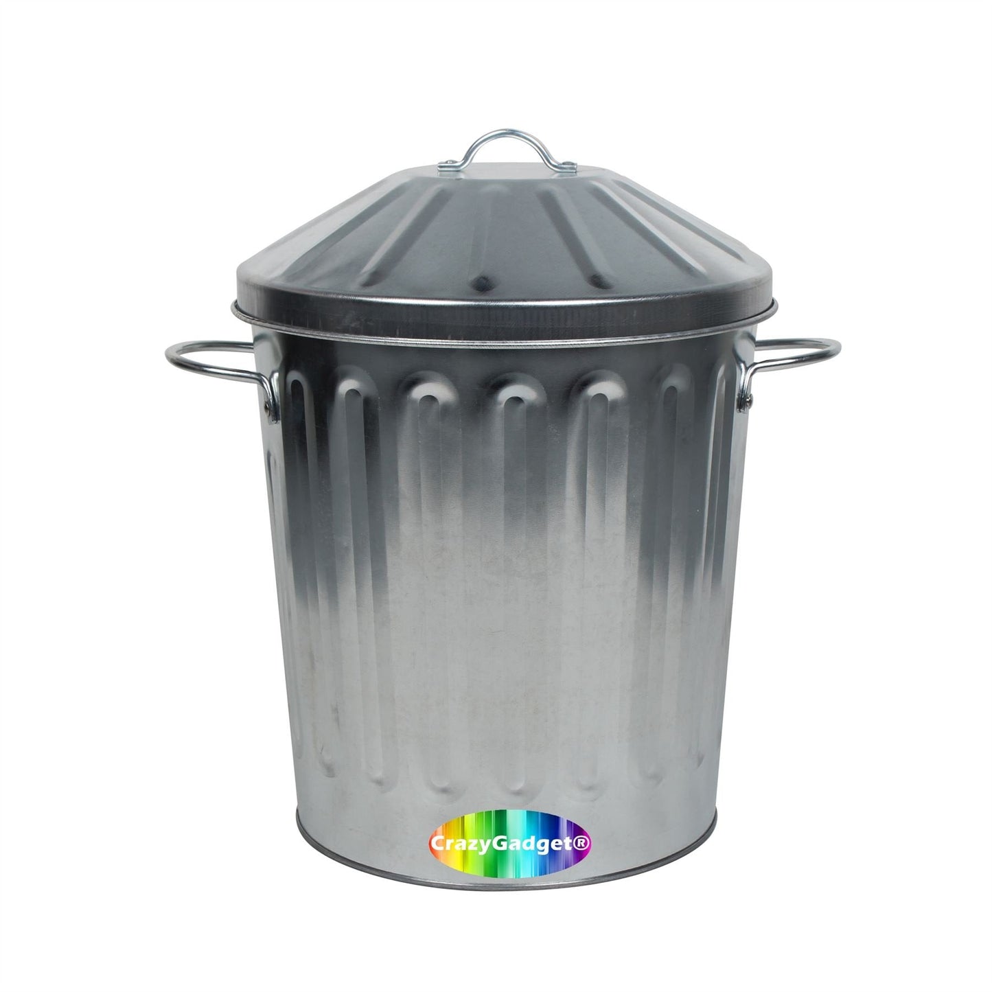CrazyGadget® Small Medium Large Extra Large Galvanised Steel Metal Dustbin Kitchen House Garden Storage Unit Bin (15L)