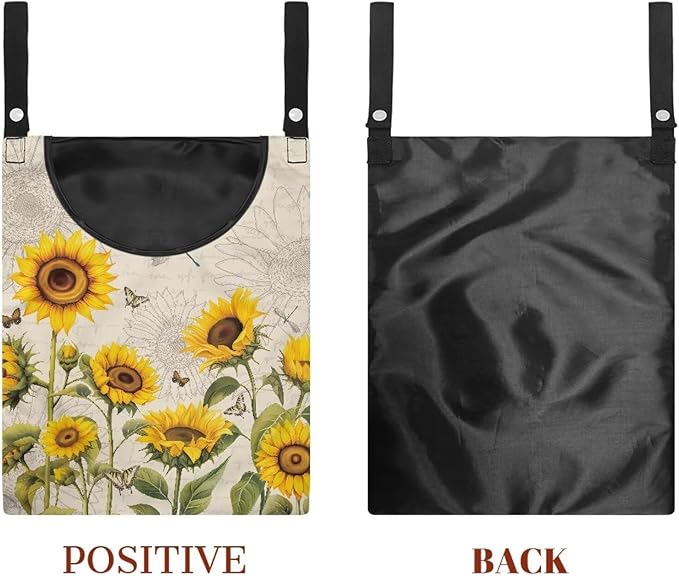 2 Pcs Sunflowers Print Clothespin Bag, Laundry Hanging Bag Fits Clothes Lines